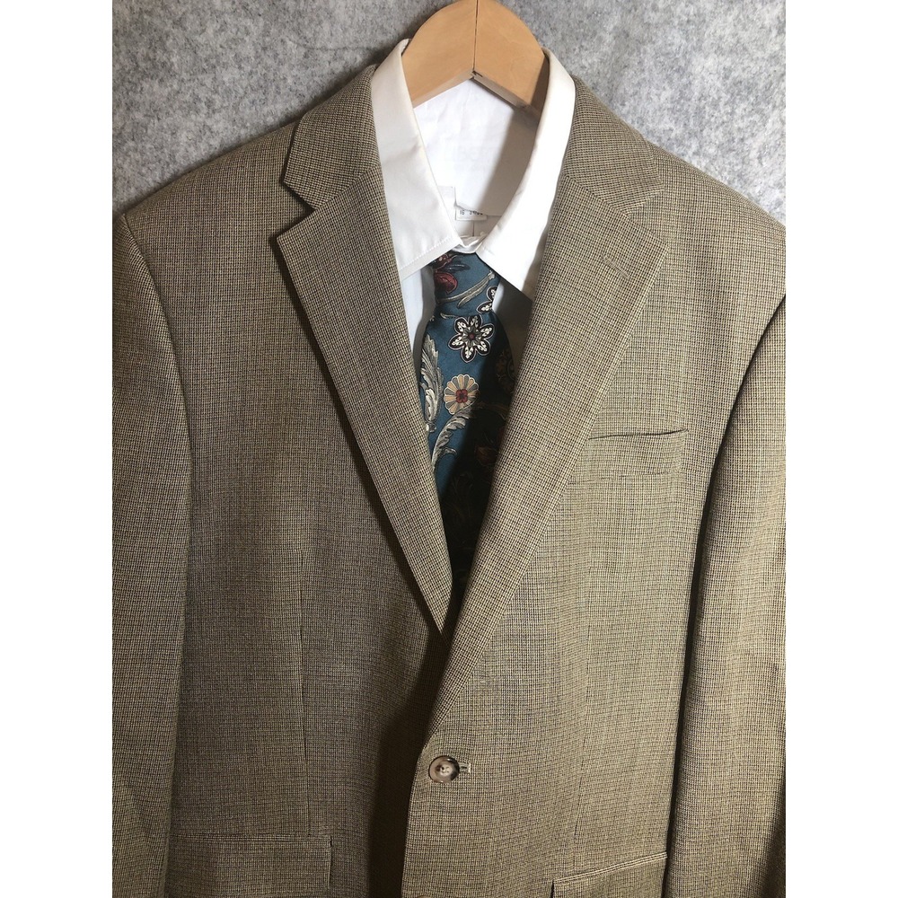 Ralph Lauren Blazer 38R Brown Check Wool Silk Tweed Suit Coat Jacket Classic